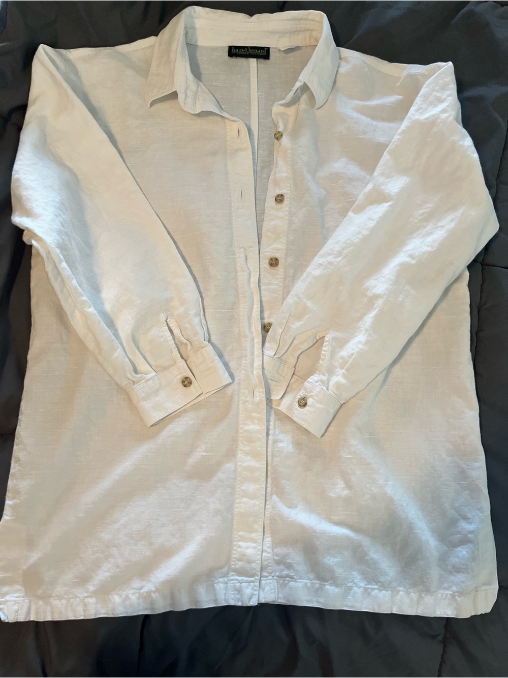 Vintage Harve Benard sz L linen Button-Down Shirt - White -